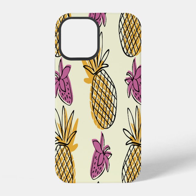 Pineapple, strawberry vintage textile design. iPhone case (Back)