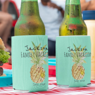 Pineapple Summer Vacation Personalized Family Can Cooler