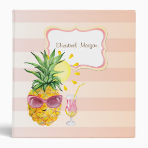 Pineapple,Sun,Cocktail, Striped Binder