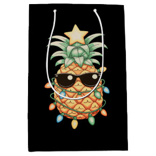 Pineapple Sunglasses Christmas Lights Xmas Holiday Medium Gift Bag