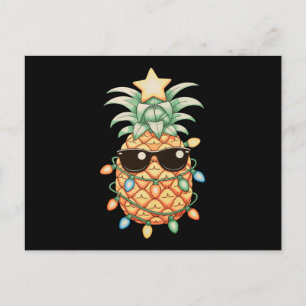 Pineapple Sunglasses Christmas Lights Xmas Holiday Postcard