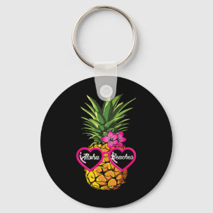 Pineapple Sungles Funny Aloha Beaches Hawaiian Haw Keychain