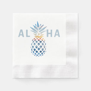 Pineapple Sunset and Blue Ocean Waves Napkin