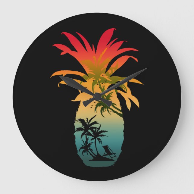 PINEAPPLE SUNSET LARGE CLOCK (Front)
