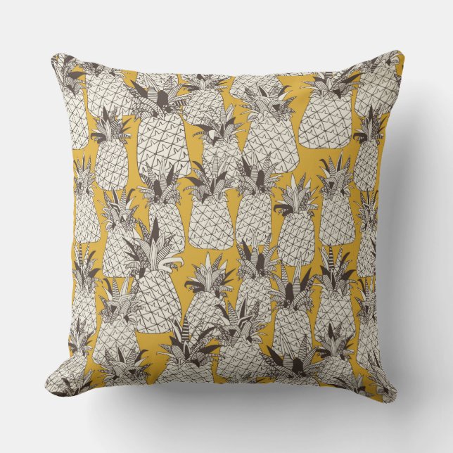 pineapple sunshine yellow throw pillow (Front)