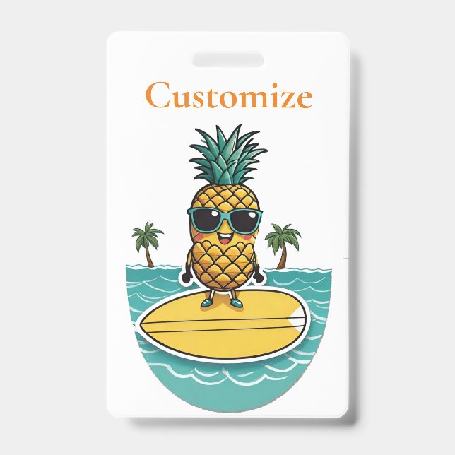 Pineapple Surfer Rides A Wave Thunder_Cove  Badge (Front)