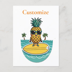 Pineapple Surfer Rides A Wave Thunder_Cove  Postcard