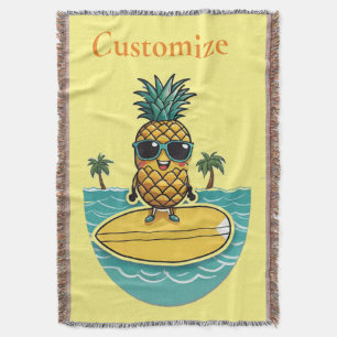 Pineapple Surfer Rides A Wave Thunder_Cove  Throw Blanket