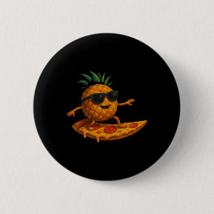 Pineapple Surfing Pizza Slice Funny Summer Tropica 2 Inch Round Button