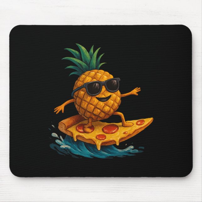 Pineapple Surfing Pizza Slice Funny Summer Tropica Mouse Pad (Front)