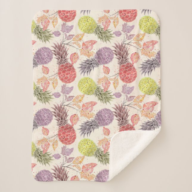 Pineapple, sweet couple, fruit sherpa blanket (Front)