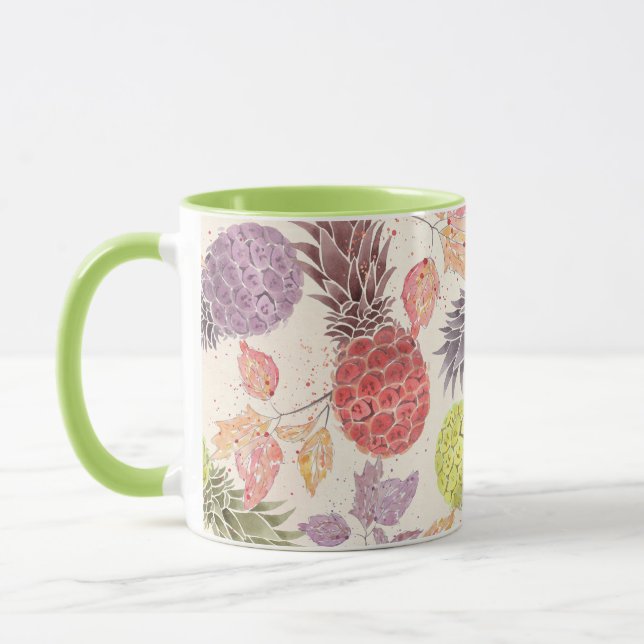 Pineapple, sweet couple, fruit, watercolor mug (Left)