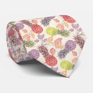 Pineapple, sweet couple, fruit, watercolor tie