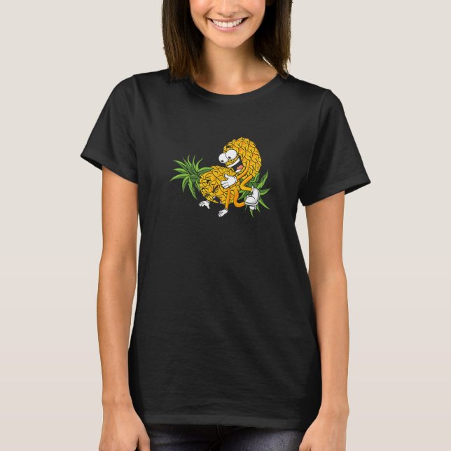 Pineapple Swinger Couple  Upside Down Swinging Lif T-Shirt (Front)