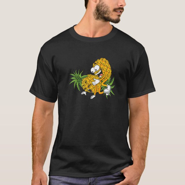 Pineapple Swinger Couple  Upside Down Swinging Lif T-Shirt (Front)