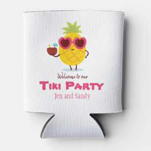 Pineapple Tiki Party Personalized Can Cooler Luau