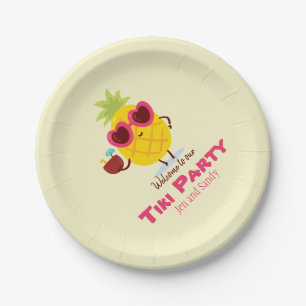 Pineapple Tiki Party Personalized Paper Plate Luau