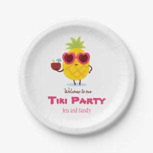 Pineapple Tiki Party Personalized Paper Plate Luau