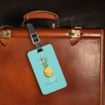 Pineapple Trendy Summer Monogram Luggage Luggage Tag<br><div class="desc">This design was created though digital art. It may be personalized in the area provide or customizing by choosing the click to customize further option and changing the name, initials or words. You may also change the text colour and style or delete the text for an image only design. Contact...</div>