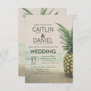 Pineapple Tropical Beach Destination Wedding Card