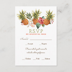 pineapple tropical beach wedding rsvp card