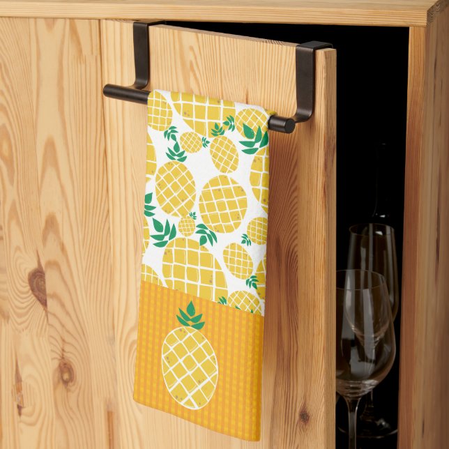 Pineapple Tropical Citrus Island Summer Fruit Kitchen Towel (Thirds Fold)