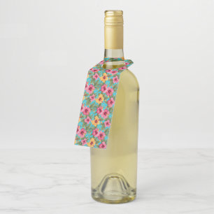 Pineapple tropical floral bottle tag