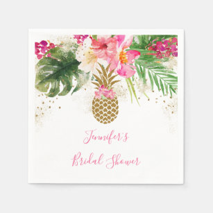 Pineapple Tropical Floral Bridal Shower Napkin