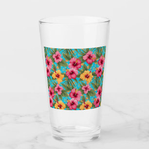 Pineapple tropical floral glass