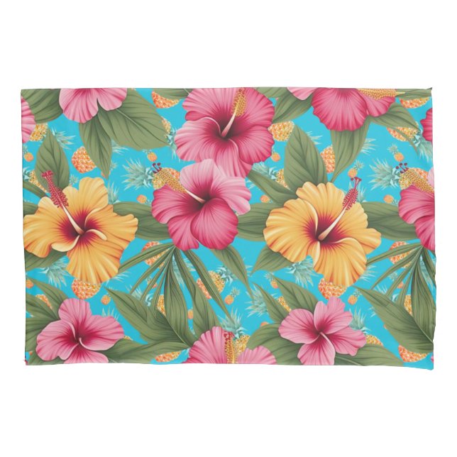 Pineapple tropical floral pillowcase (Front)