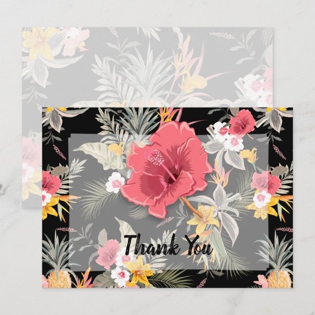 Pineapple Tropical Floral  Thank You Card (Front/Back)