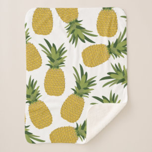 Pineapple Tropical Fruit Design Sherpa Blanket