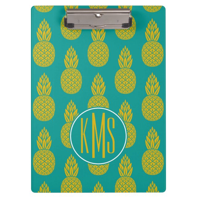 Pineapple Tropical Fruit | Monogram Clipboard (Front)