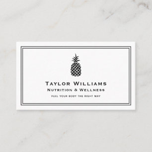 Pineapple Tropical Fruit Nutritionist Black White Business Card