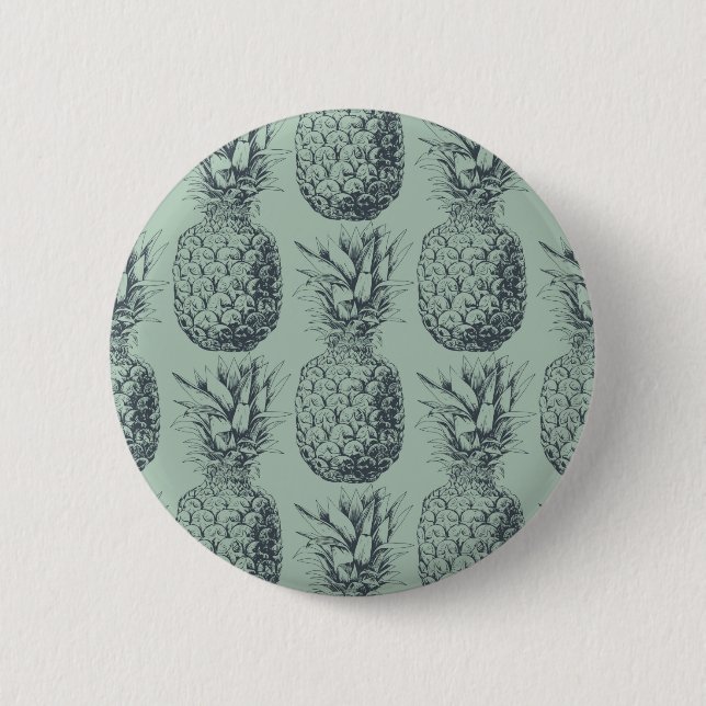 Pineapple, tropical fruit pattern design 2 inch round button (Front)