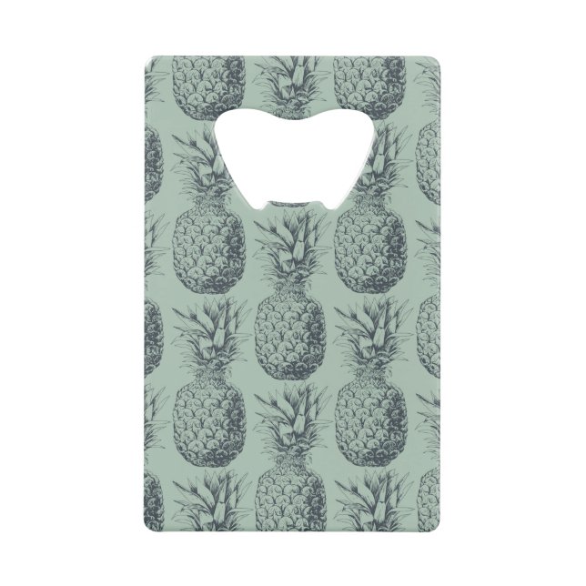 Pineapple, tropical fruit pattern design credit card bottle opener (Front)