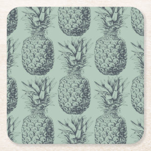 Pineapple, tropical fruit pattern design square paper coaster