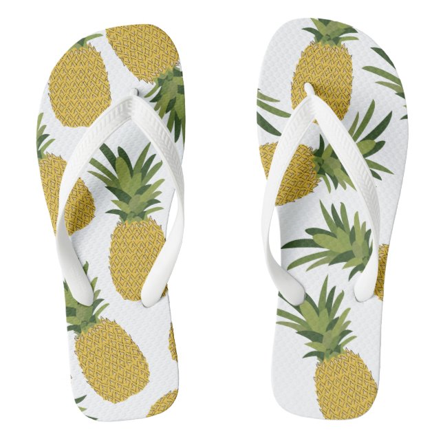 Pineapple Tropical Fruit Pattern Flip Flops (Footbed)