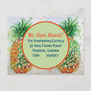 Pineapple Tropical New Address We Have Moved Postcard