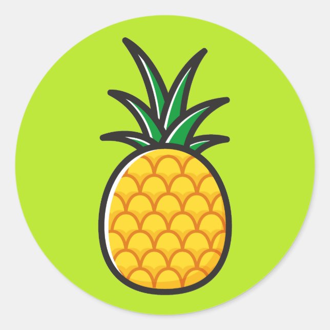 Pineapple Tropical Round Stickers  (Front)