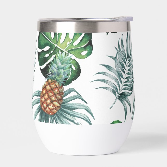 Pineapple Tropical Watercolor Jungle Palm Pattern (Left)