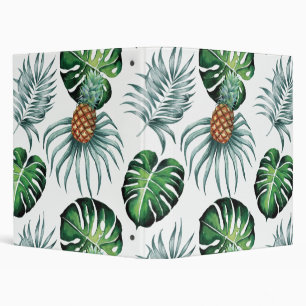 Pineapple Tropical Watercolor Jungle Palm Pattern Binder