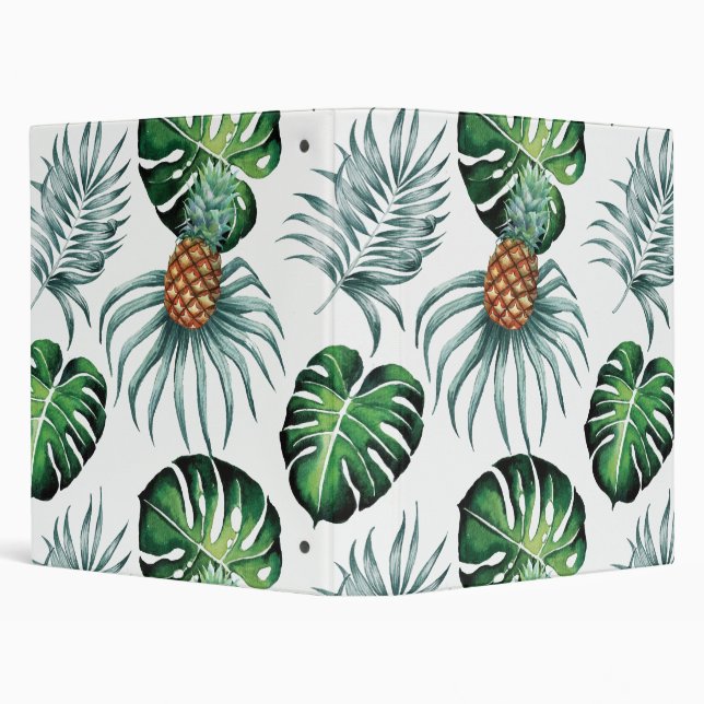 Pineapple Tropical Watercolor Jungle Palm Pattern Binder (Background)