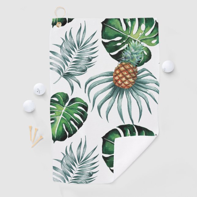 Pineapple Tropical Watercolor Jungle Palm Pattern Golf Towel (InSitu)