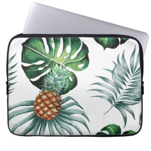 Pineapple Tropical Watercolor Jungle Palm Pattern Laptop Sleeve