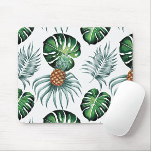 Pineapple Tropical Watercolor Jungle Palm Pattern Mouse Pad
