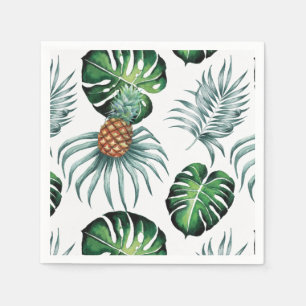 Pineapple Tropical Watercolor Jungle Palm Pattern Napkin