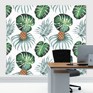 Pineapple Tropical Watercolor Jungle Palm Pattern Tapestry