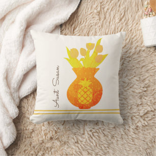 Pineapple Tulip Modern Floral Elegant Aunt Name Throw Pillow