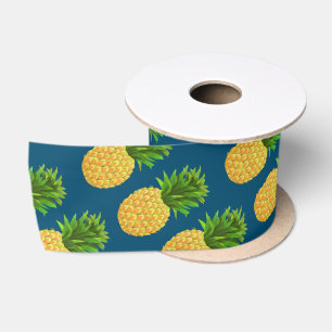 Pineapple Turquoise Blue Satin Ribbon